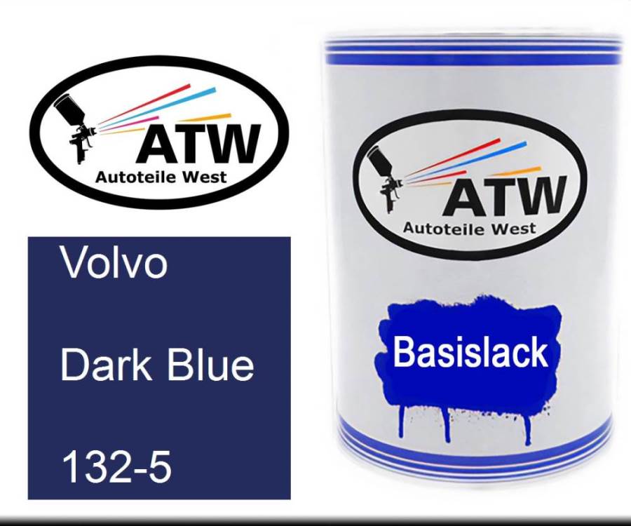 Volvo, Dark Blue, 132-5: 500ml Lackdose, von ATW Autoteile West.